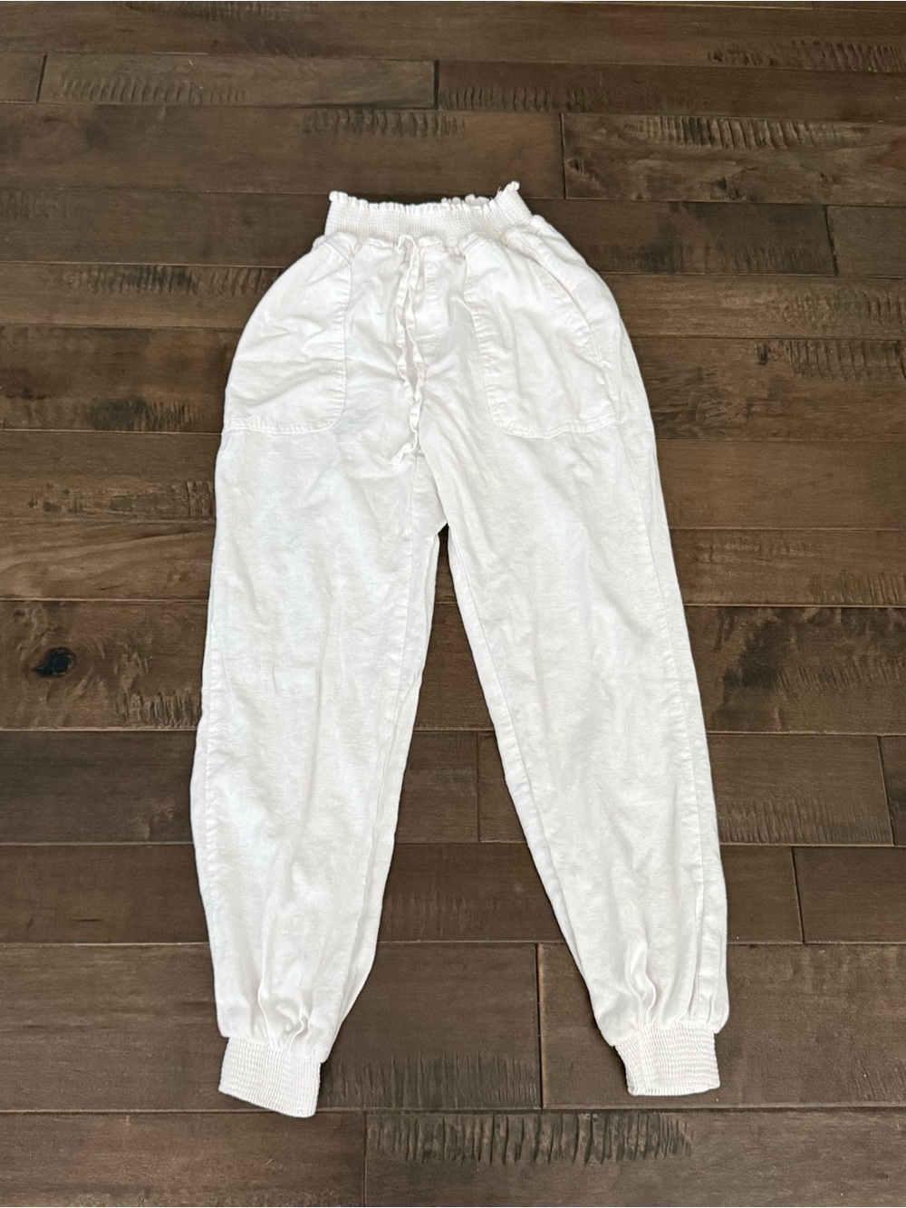 Love Tree Linen Blend Pants Joggers White S